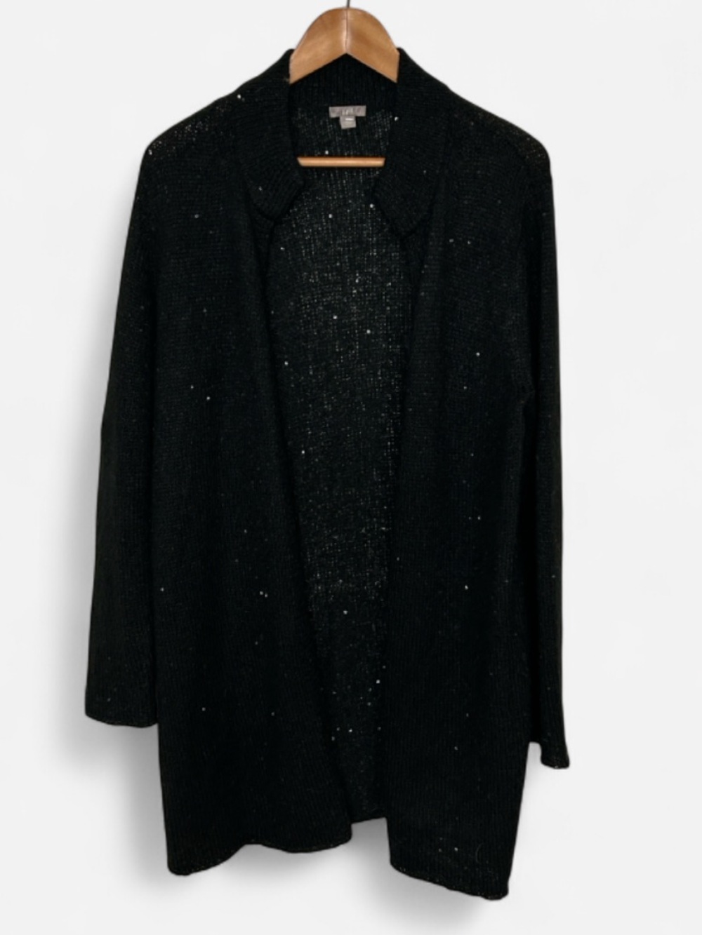 J.Jill Black Sequin Open Front Cardigan Sweater XL